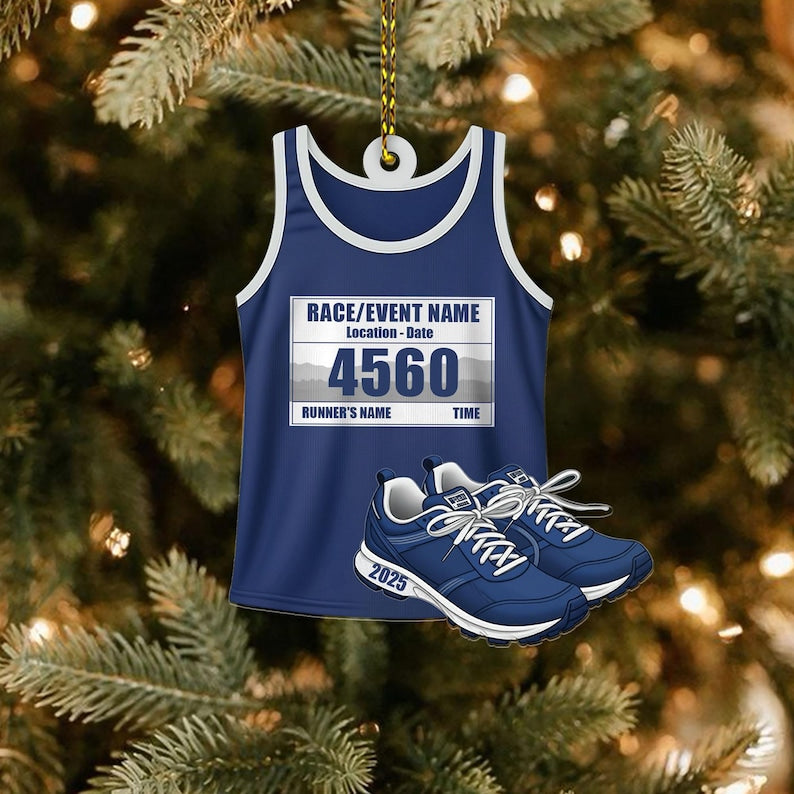 Personalized Race Bib Ornament, Runner Club Ornament Running Keepsake, Runner Christmas Gift, Marathon Runner Ornament, Marathon Lover Gift