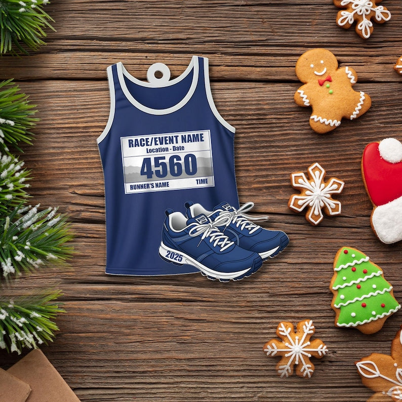 Personalized Race Bib Ornament, Runner Club Ornament Running Keepsake, Runner Christmas Gift, Marathon Runner Ornament, Marathon Lover Gift