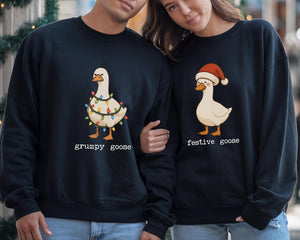 Funny Couple Sweatshirts for Christmas Funny Gift for Husband and Wife Girlfriend Boyfriend Mom Dad Funny Couple Gift, Goose Sweatshirt