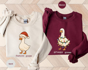 Funny Couple Sweatshirts for Christmas Funny Gift for Husband and Wife Girlfriend Boyfriend Mom Dad Funny Couple Gift, Goose Sweatshirt