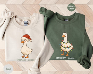 Funny Couple Sweatshirts for Christmas Funny Gift for Husband and Wife Girlfriend Boyfriend Mom Dad Funny Couple Gift, Goose Sweatshirt
