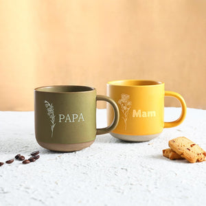 Engraved Birth Flower Coffee Mug: Personalized Floral Gift for Mom/Grandma/Her