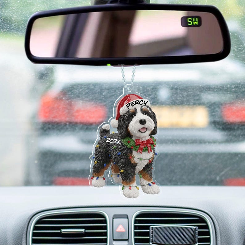 Bernedoodle Dog Ornament, Personalized Christmas Decor, Custom Pet Gift, Cute Puppy Holiday Tree Ornament