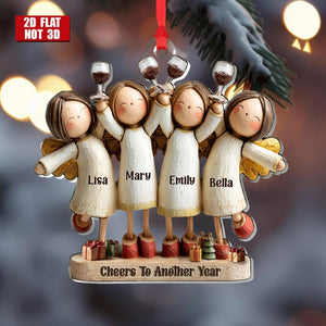 Cheers To Another Year Personalized 1-Layer Acrylic Ornament, Custom Friends Wine Gift, Holiday Celebration Keepsake