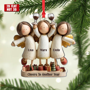 Cheers To Another Year Personalized 1-Layer Acrylic Ornament, Custom Friends Wine Gift, Holiday Celebration Keepsake