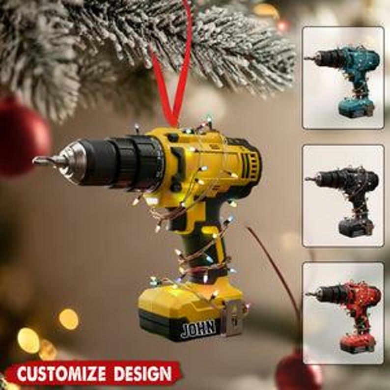 Personalized Power Drill Ornament, Custom Name Handyman Keepsake, Electrician Trade Worker Gift, Unique Tool Christmas Decor