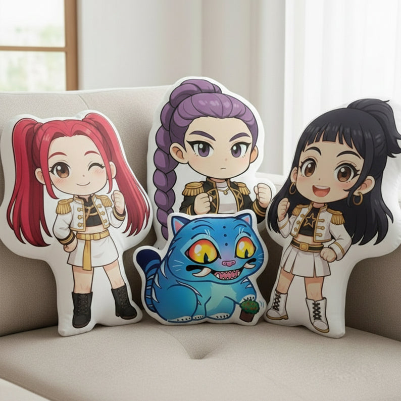 Cute Chibi Huntrix Pillow, Rumi Mira Zoey Warrior Plush, Kpop Demon Hunter Plush, Personalized Kids Gift, Christmas Gift