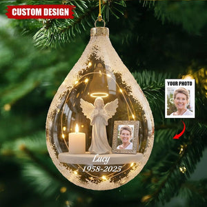 Personalized Photo Memorial Ornament, Custom Name Angel Candle Keepsake, Loved One Loss Gift, Sympathy Globe Decor 2025