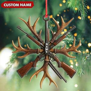 Custom Name Hunting 2D Acrylic Ornament 2025 Antlers & Rifles Decor for Hunters