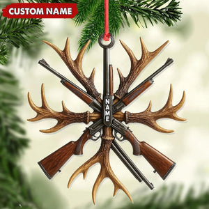 Custom Name Hunting 2D Acrylic Ornament 2025 Antlers & Rifles Decor for Hunters