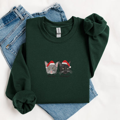 Custom Dog Face Embroidered Sweatshirt or Hoodie, Custom Pet Gift, Dog &Cat Mom Gift, Pet Memorial Gift, Up to 6 Pets