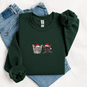 Custom Dog Face Embroidered Sweatshirt or Hoodie, Custom Pet Gift, Dog &Cat Mom Gift, Pet Memorial Gift, Up to 6 Pets