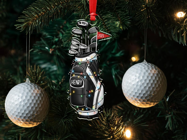 Personalized Golf Bag Ornament, Name Golf Lover Christmas Ornament 2025, Gift for Golf Dad, Gift For Golfer, Golf Club Gift 2025
