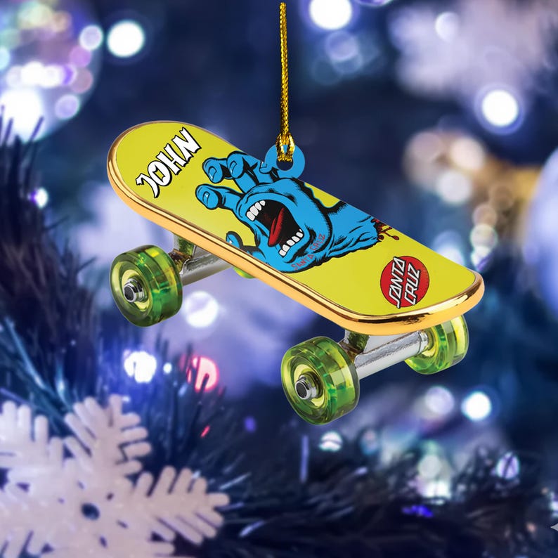 Custom Skateboard Ornament, Personalized Name Skateboarding Gift, Christmas Tree Decoration for Skater Boys & Girls,Christmas Sport Ornament