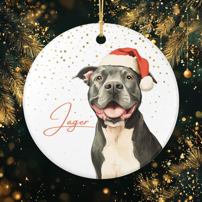 Personalized Pitbull Ornament, Custom Dog Christmas Gift, Pet Lover Holiday Keepsake