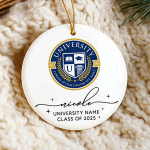 Custom College Logo Graduation Ornament, High School Graduation Christmas Ornament, Class Of 2025, Christmas Gifts For New Graduate