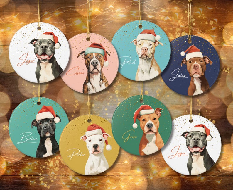 Personalized Pitbull Ornament, Custom Dog Christmas Gift, Pet Lover Holiday Keepsake