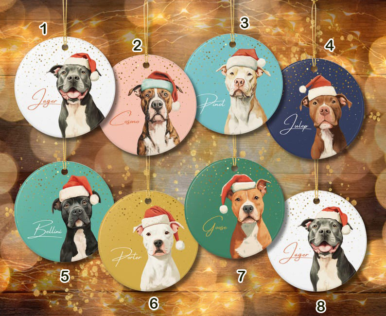 Personalized Pitbull Ornament, Custom Dog Christmas Gift, Pet Lover Holiday Keepsake