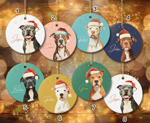 Personalized Pitbull Ornament, Custom Dog Christmas Gift, Pet Lover Holiday Keepsake