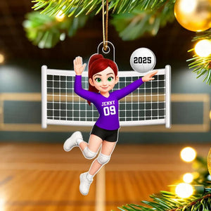 Volleyball Girl In Spike Action 3D Effect, Personalized Acrylic Ornament