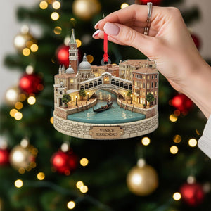 Personalized Venice City Ornament: Rialto Bridge Italy Travel Decor