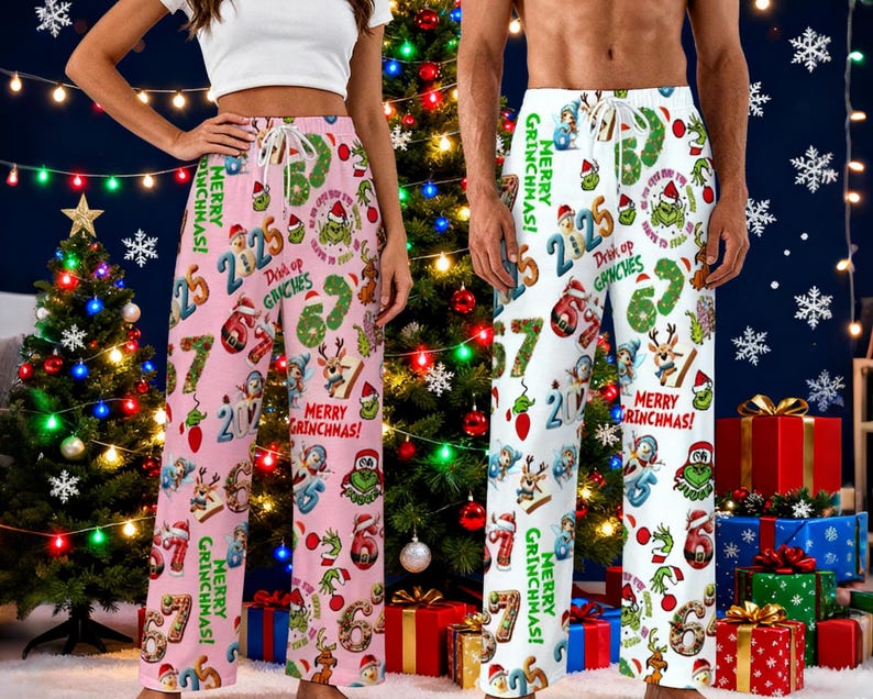 6 7 Christmas Pajamas, Six Seven 6 7 Meme Funny Christmas Pants, Funny Pajama Christmas Pants for Women Men, Home Wear Pants