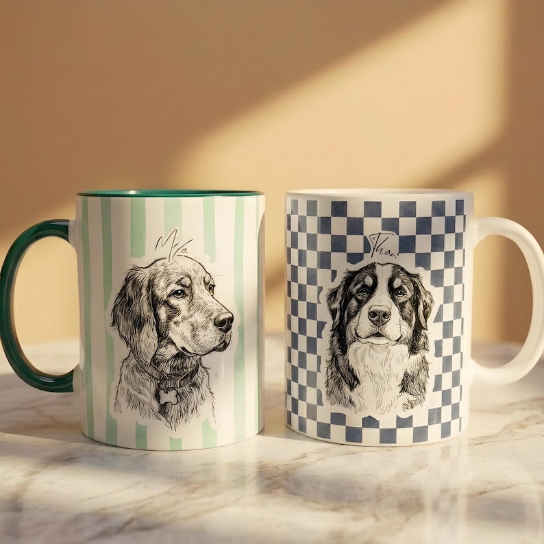 Custom Pet Mug with Pattern Background | Personalized Dog Photo Name Cup | Cat Mom Gift | Personalized Pet Memorial Gift | New Dog Mom Gift