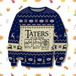 Taters Potatoes Ugly Christmas Sweater, Lord of the Rings Christmas Sweater, LOTR Fans Sweater, Christmas Gift Sweatshirt, Xmas Ugly Sweater