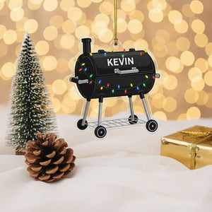Personalized Smoker BBQ Christmas Ornament, Custom Grill Ornament with Name, Backyard Barbecue Holiday Decor, Gift for BBQ Lovers, Keepsake