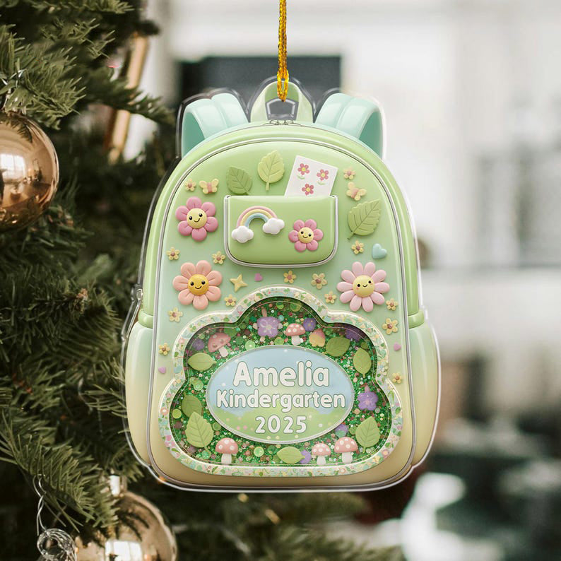 Personalized Kids School Backpack Ornament: Teacher & Student Decor, Kids Christmas Gift