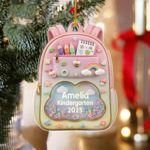 Personalized Kids School Backpack Ornament: Teacher & Student Decor, Kids Christmas Gift