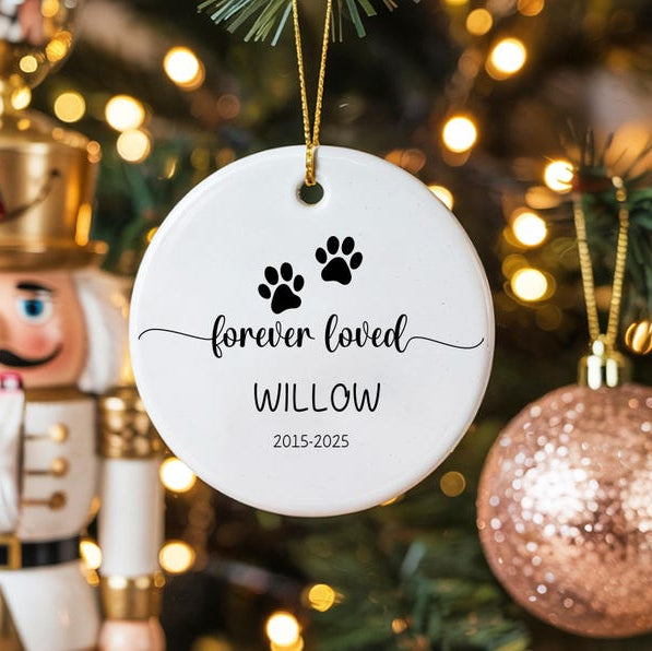 Personalized Dog Memorial Ornament,Dogs Loss Ornament,Pet Memorial Gifts, Dog Mom Christmas Gifts, Forever Loved, Custom Dog Ornament