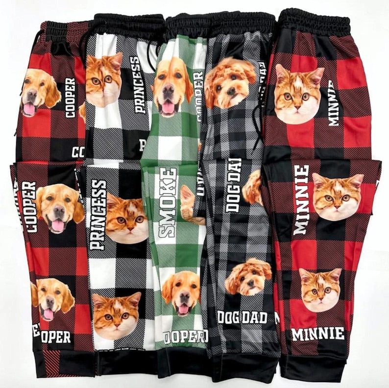 Personalized Dog Cat Sweatpants, Custom Pet Photo Joggers with Name, Funny Custom Pet Pants for Men & Women, Pet Lover Gift
