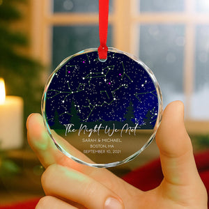 The Night We Met Personalized Star Map Glass Ornament, Custom Night Sky Gift for Couples, Wedding Anniversary Keepsake