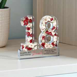 Personalised 18th Birthday Freestanding Rose Flower Gift Plaque
