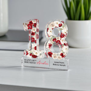 Personalised 18th Birthday Freestanding Rose Flower Gift Plaque