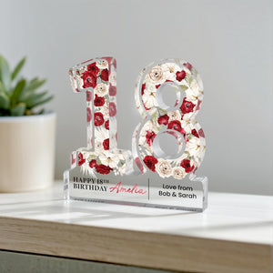 Personalised 18th Birthday Freestanding Rose Flower Gift Plaque