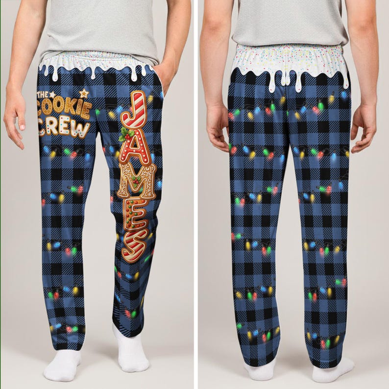 The Cookie Crew, Christmas Matching Outfits For Family, Custom Gingerbread Names, Personalized Lounge Pants, Christmas Family Outfit