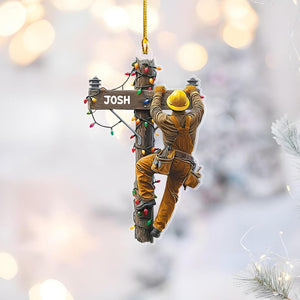 Personalized Lineman Christmas Ornament, Electrician Ornament, Lineman Ornament, Christmas Tree Decor, Outdoor Worker Gift