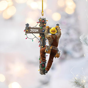 Personalized Lineman Christmas Ornament, Electrician Ornament, Lineman Ornament, Christmas Tree Decor, Outdoor Worker Gift