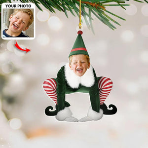 Personalized Couple Funny Elf Christmas Ornament, Custom Face Elf Acrylic Ornament, Boyfriend Girlfriend Xmas Gifts, Family Keepsake