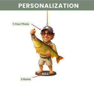 Fishing Photo Ornament, Fisherman Ornament, Custom Ornament, Dad Ornament, Grandpa Ornament, Fishing Lover Ornament, Gift For Fisherman