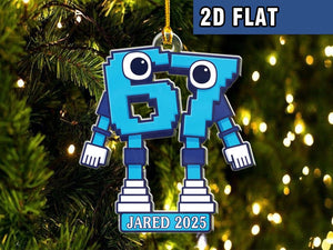 67 Brain Rot Ornament, Meme Figurine, Unique Gift for Gamers & Streamers, 2D Ornament, Christmas Ornament 2D Flat Ornament