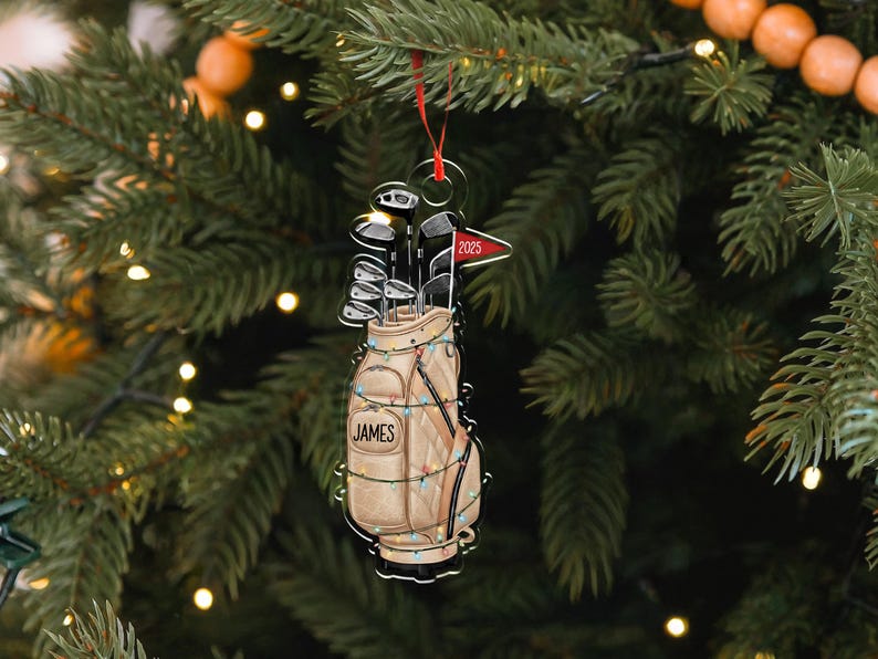 Personalized Golf Bag Ornament, Name Golf Lover Christmas Ornament 2025, Gift for Golf Dad, Gift For Golfer, Golf Club Gift 2025