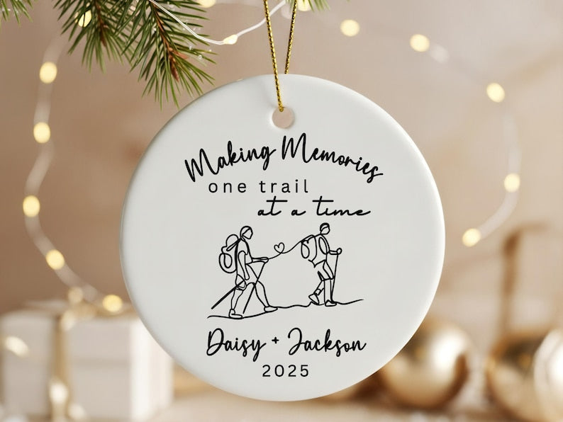 Hiking Ornament for Couples Personalized Hiker Ornament Hiking Lovers Gift