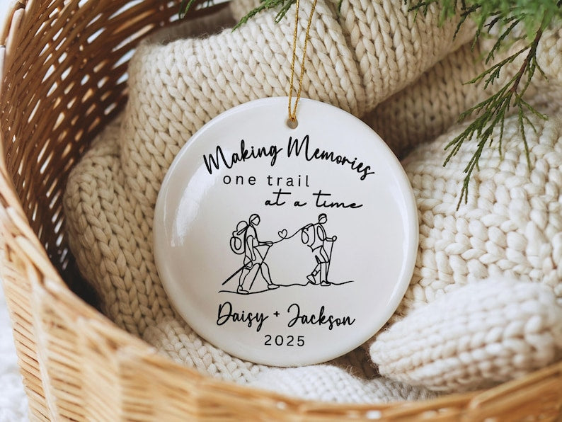 Hiking Ornament for Couples Personalized Hiker Ornament Hiking Lovers Gift
