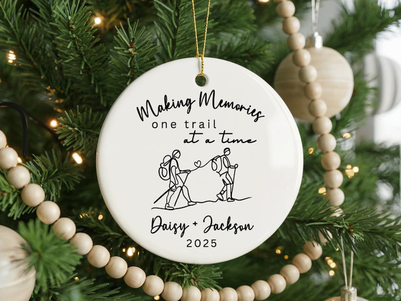 Hiking Ornament for Couples Personalized Hiker Ornament Hiking Lovers Gift
