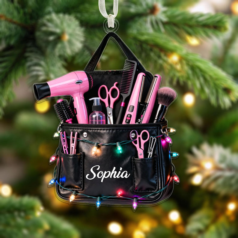 Personalized Hairstylist Christmas Ornament 2025, Custom Cosmetology Bag Hairdresser Gift, Salon Decor, Christmas Gift for Stylist, Barber