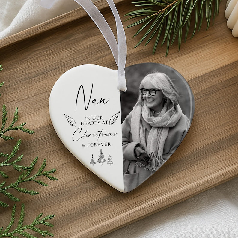 Personalised Memorial Bauble | Ceramic Heart | Memory Christmas Ornament | Memorial Gift, Remembrance Decoration