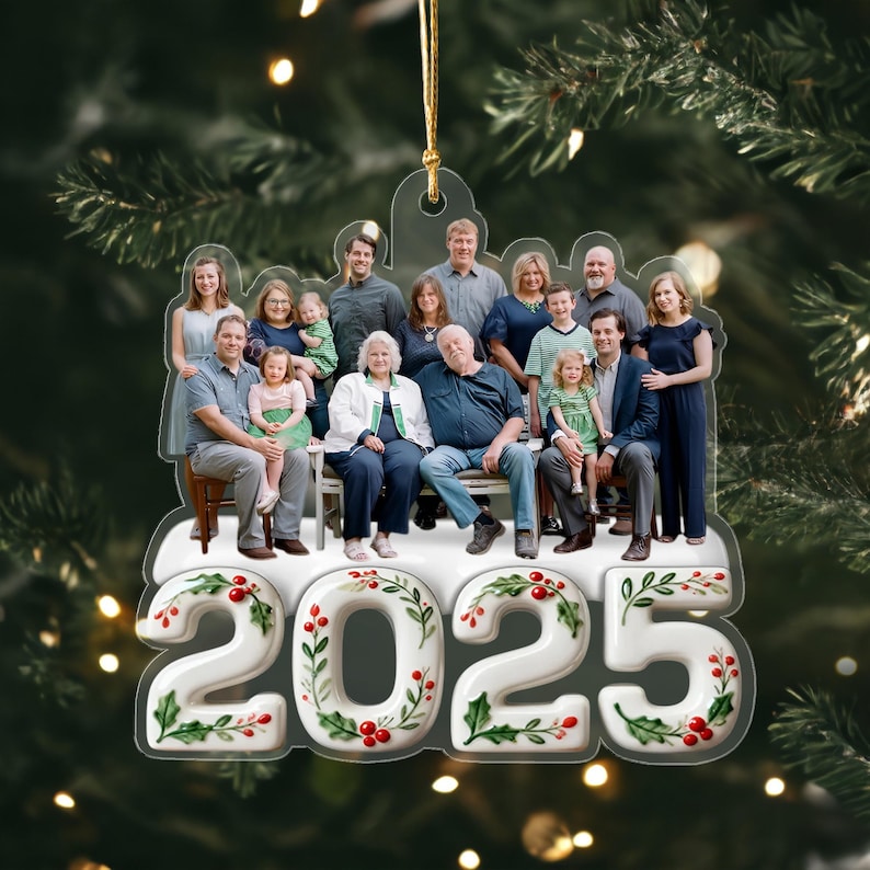 Custom Photo Acrylic Ornament, Family Pet Photo Ornament, Clear Acrylic Decor, Personalized Picture Gift, Christmas Birthday Keepsake